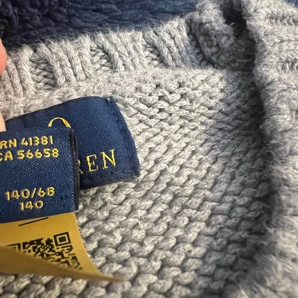 Polo Ralph Lauren Sweater Boys Kids 8 American Flag Gray - Picture 6 of 12